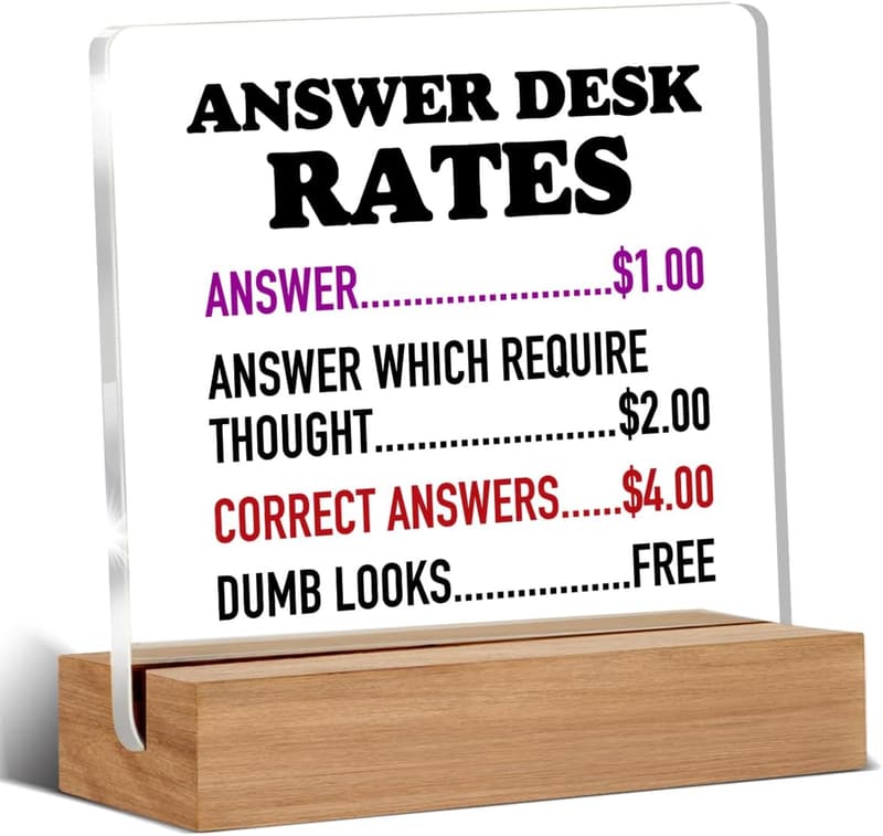 White Elephant Desk Plaque for Coworkers, 4×4 Inches