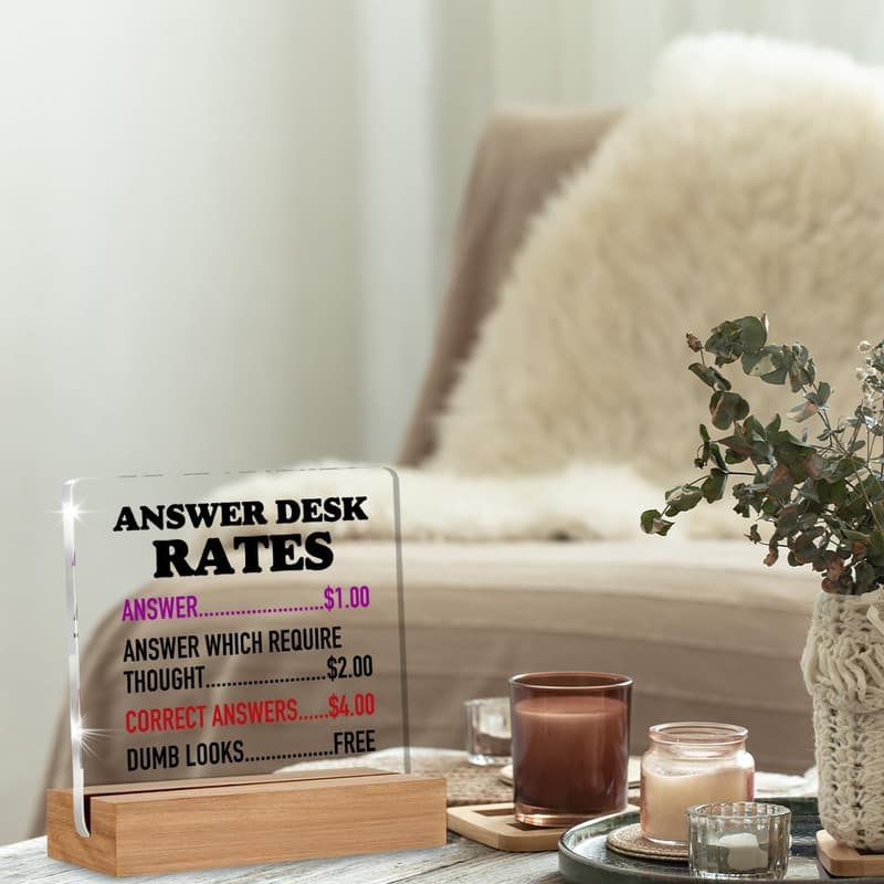 White Elephant Desk Plaque for Coworkers, 4×4 Inches