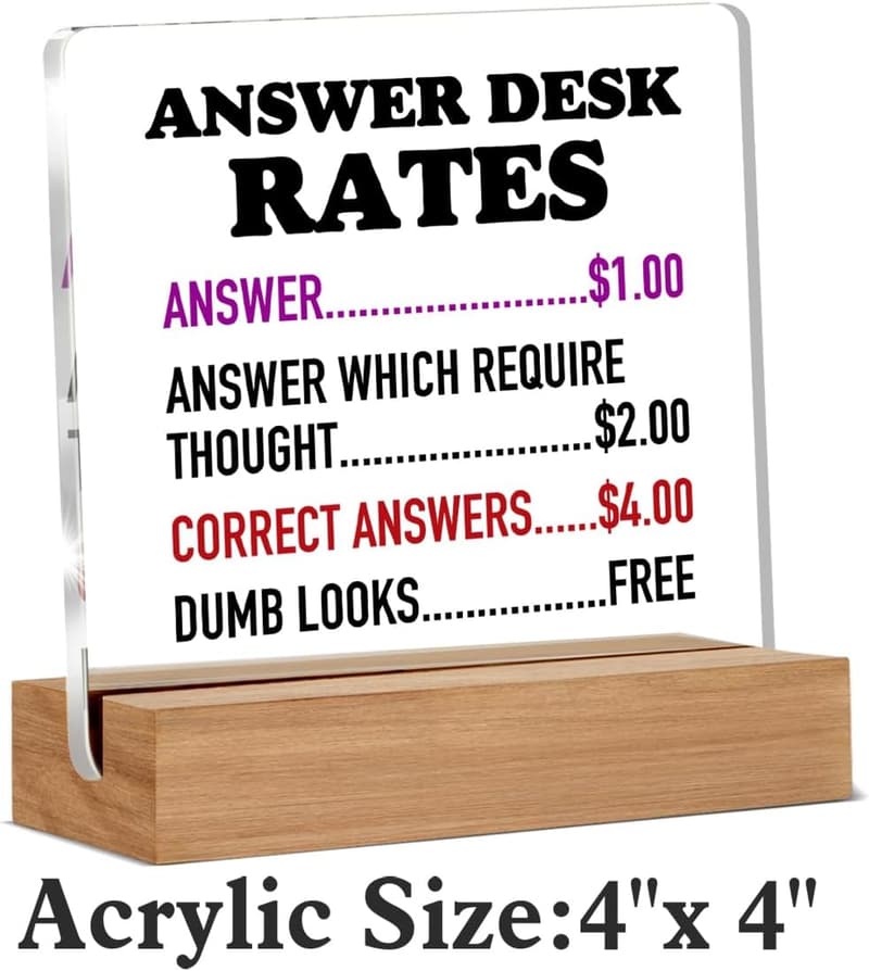 White Elephant Desk Plaque for Coworkers, 4×4 Inches