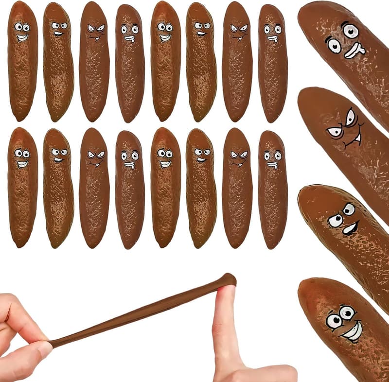 White Elephant Fake Poop Slingshot Set, 16-Piece