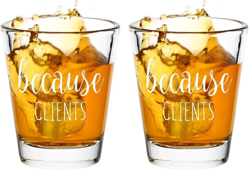Clients' Shot Glass Set, 2 oz - Christmas Gift for Adults