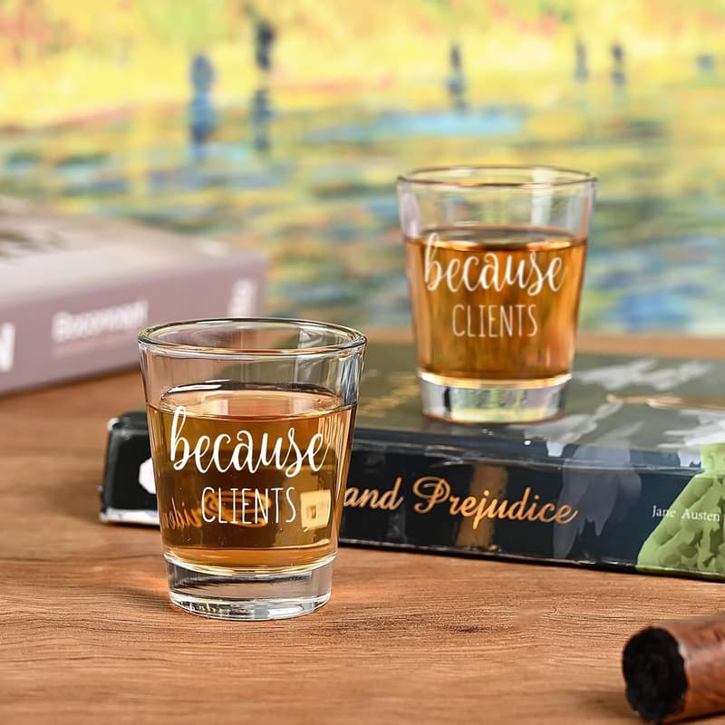 Clients' Shot Glass Set, 2 oz - Christmas Gift for Adults