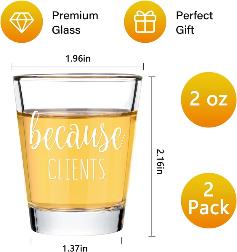 Clients' Shot Glass Set, 2 oz - Christmas Gift for Adults