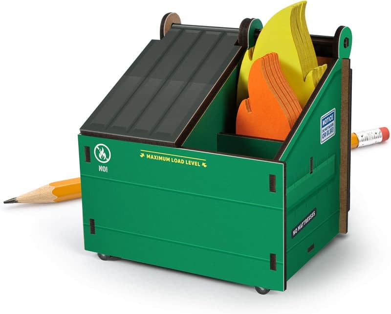 Desk Dumpster Pencil Holder - 3-Compartment Organizer