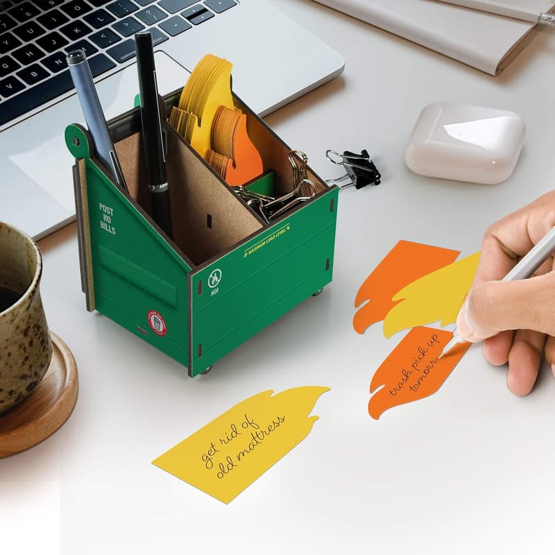 Desk Dumpster Pencil Holder - 3-Compartment Organizer