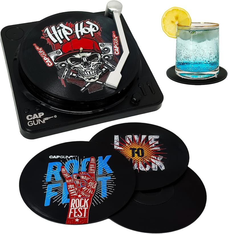 Housewarming Vinyl Record Coasters Set for Music Lovers