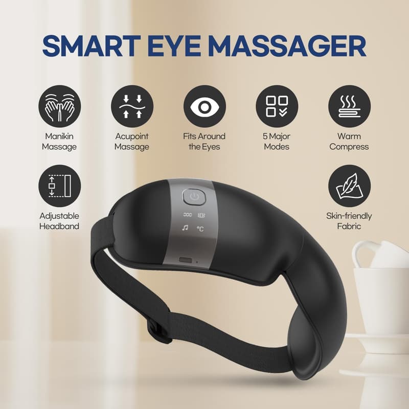 Eye Massager with Heat & Bluetooth for Eye Strain Relief