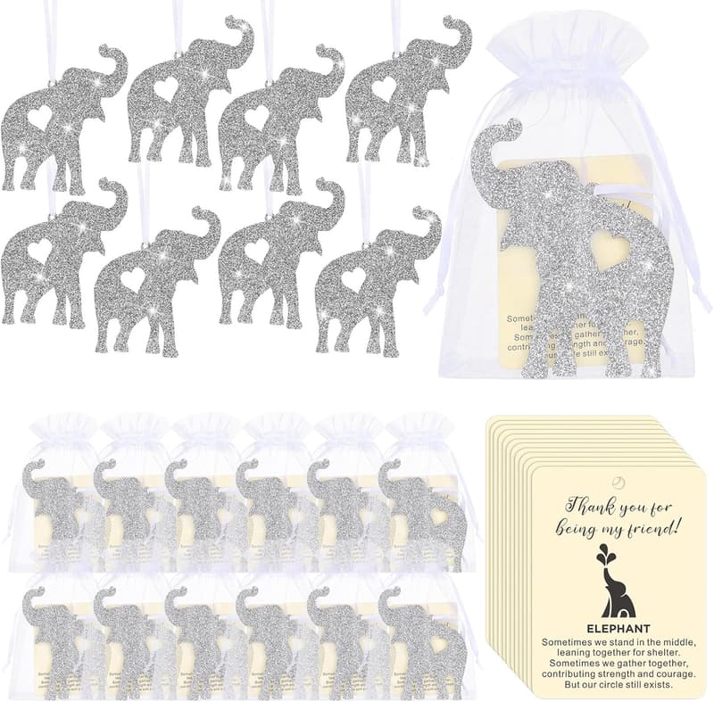 Birthday Elephant Charm Ornament Set for Women