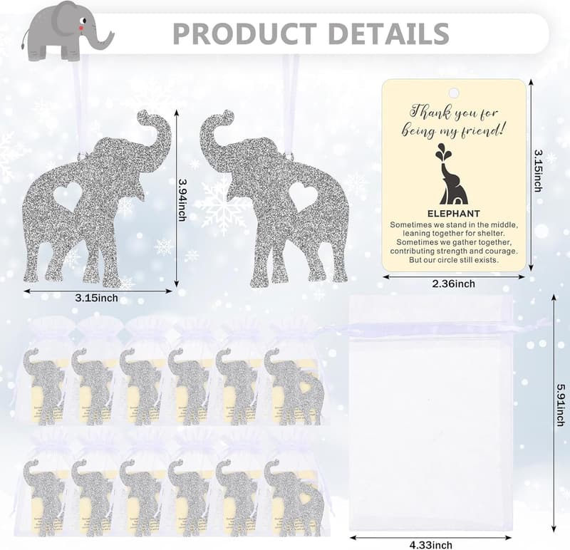 Birthday Elephant Charm Ornament Set for Women