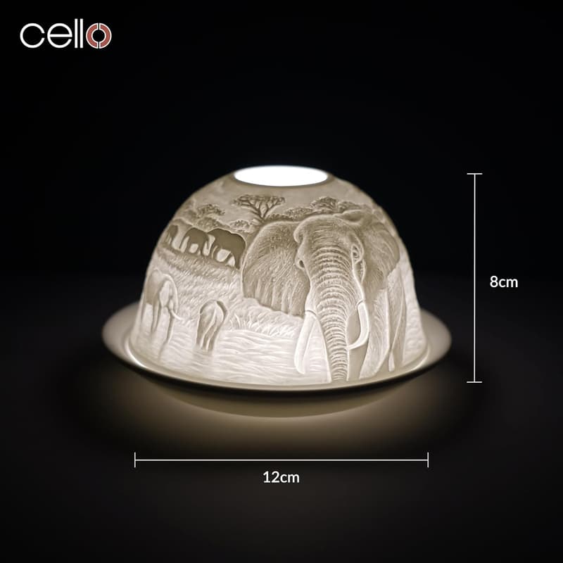 Mother's Day Elephant Tealight Holder, Porcelain Dome