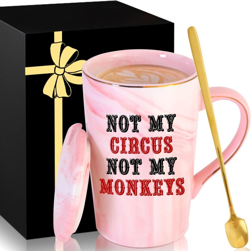 White Ceramic Mug with Lid - Funny Gift for Women