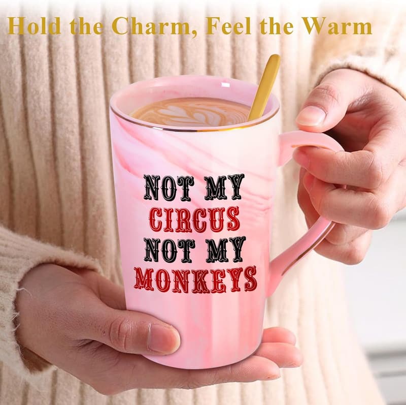 White Ceramic Mug with Lid - Funny Gift for Women