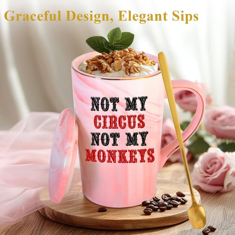 White Ceramic Mug with Lid - Funny Gift for Women