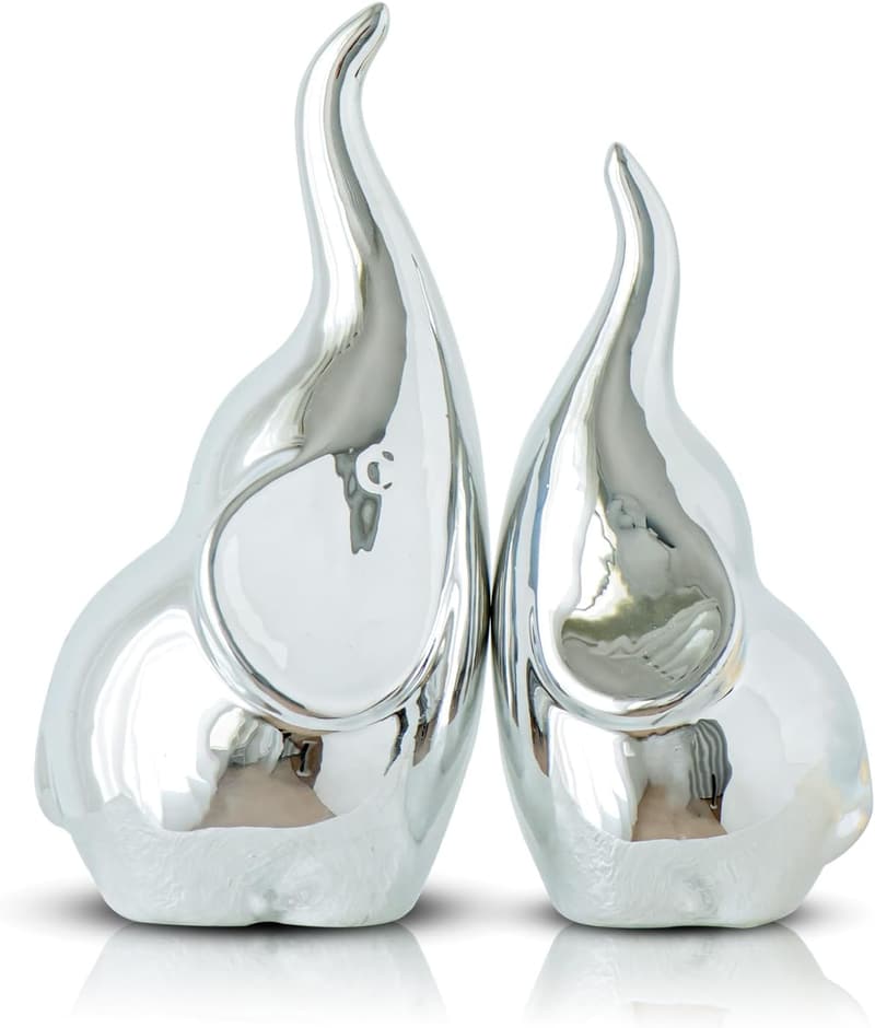 Wedding Silver Elephant Figurine Pair for Women
