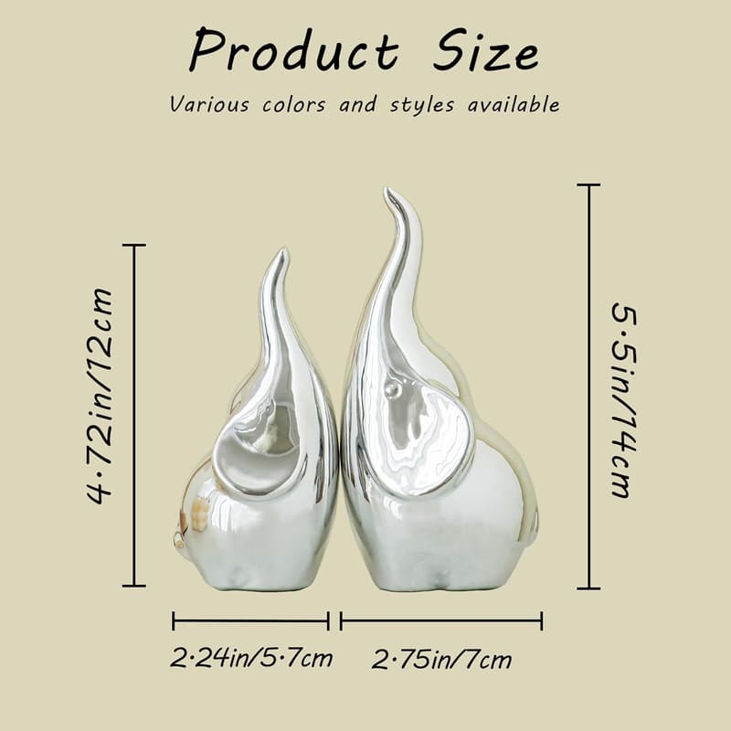 Wedding Silver Elephant Figurine Pair for Women