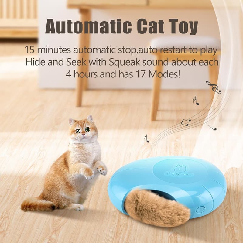 Interactive Cat Toy with Automatic Timer & Plush Tail