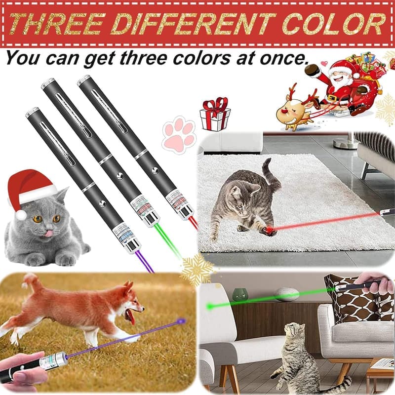 Cat Laser Toy 3-Pack: Red, Green, Purple Pointers
