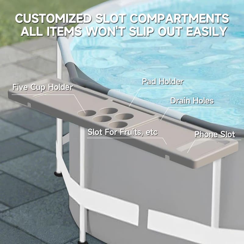 Poolside Swim-Up Bar Table, Portable 5-Cup Holder
