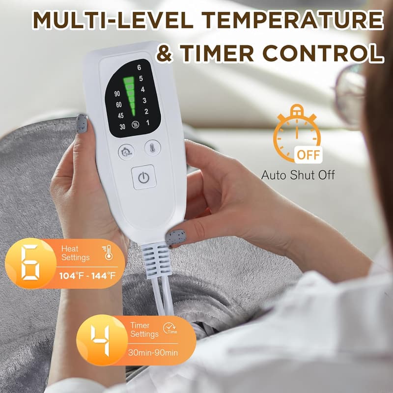 Heating Pad: 2025 Upgrade, Deep Relief, 22x25 Grey