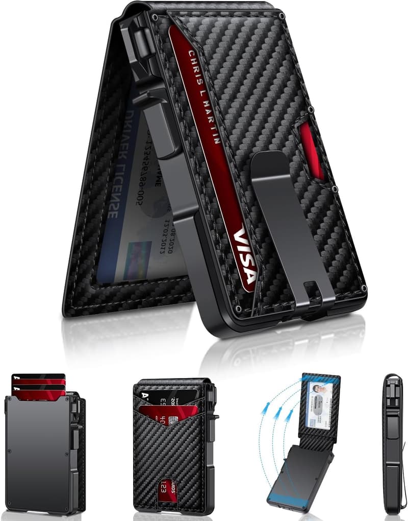 Men's RFID Blocking Minimalist Wallet with Money Clip