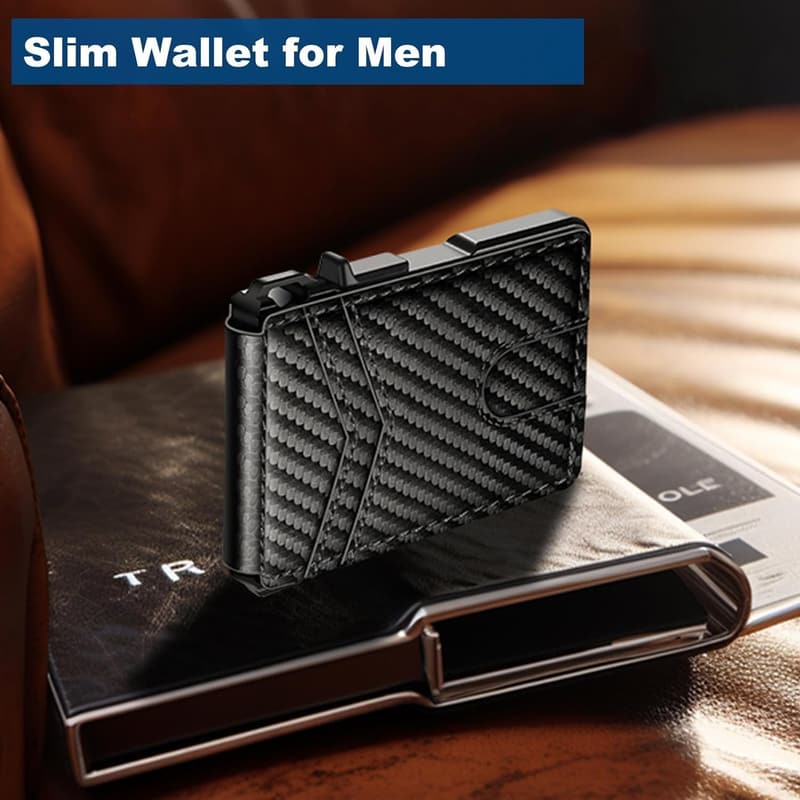 Men's RFID Blocking Minimalist Wallet with Money Clip
