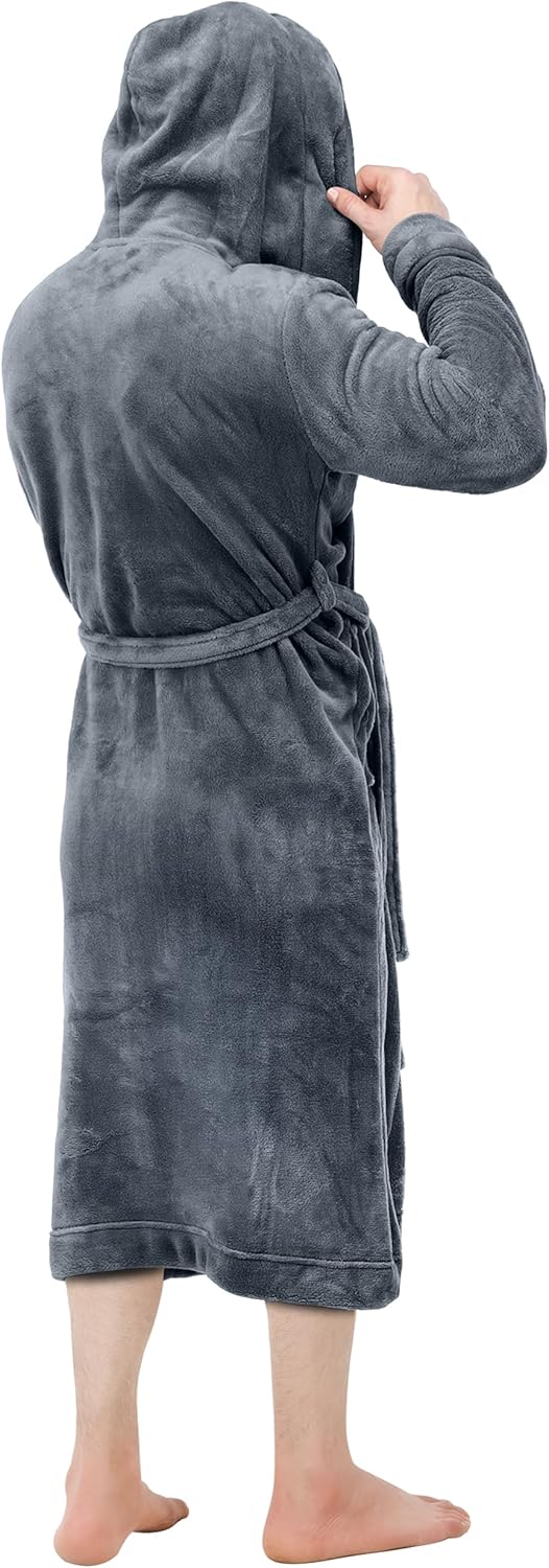 Men's Hooded Fleece Spa Bathrobe