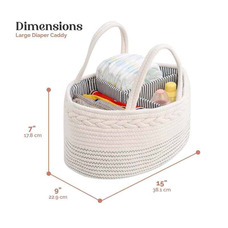 Baby Shower Diaper Caddy, Cotton Rope Organizer
