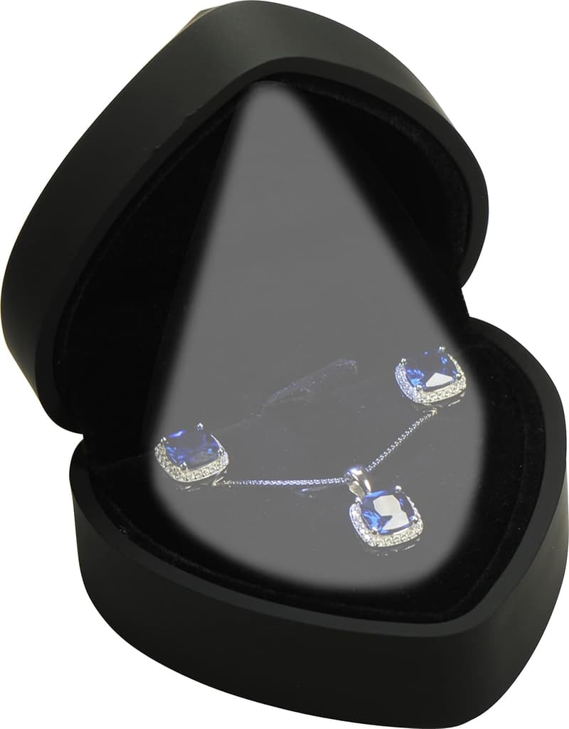 Wedding LED Pendant Box, Heart Shape, Black Plastic
