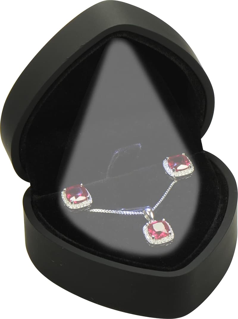 Wedding LED Pendant Box, Heart Shape, Black Plastic