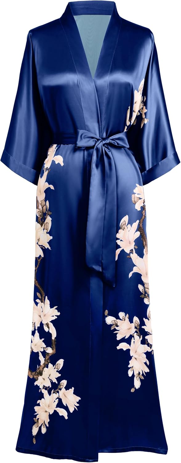 Bachelorette Kimono Robe Silky Floral Satin