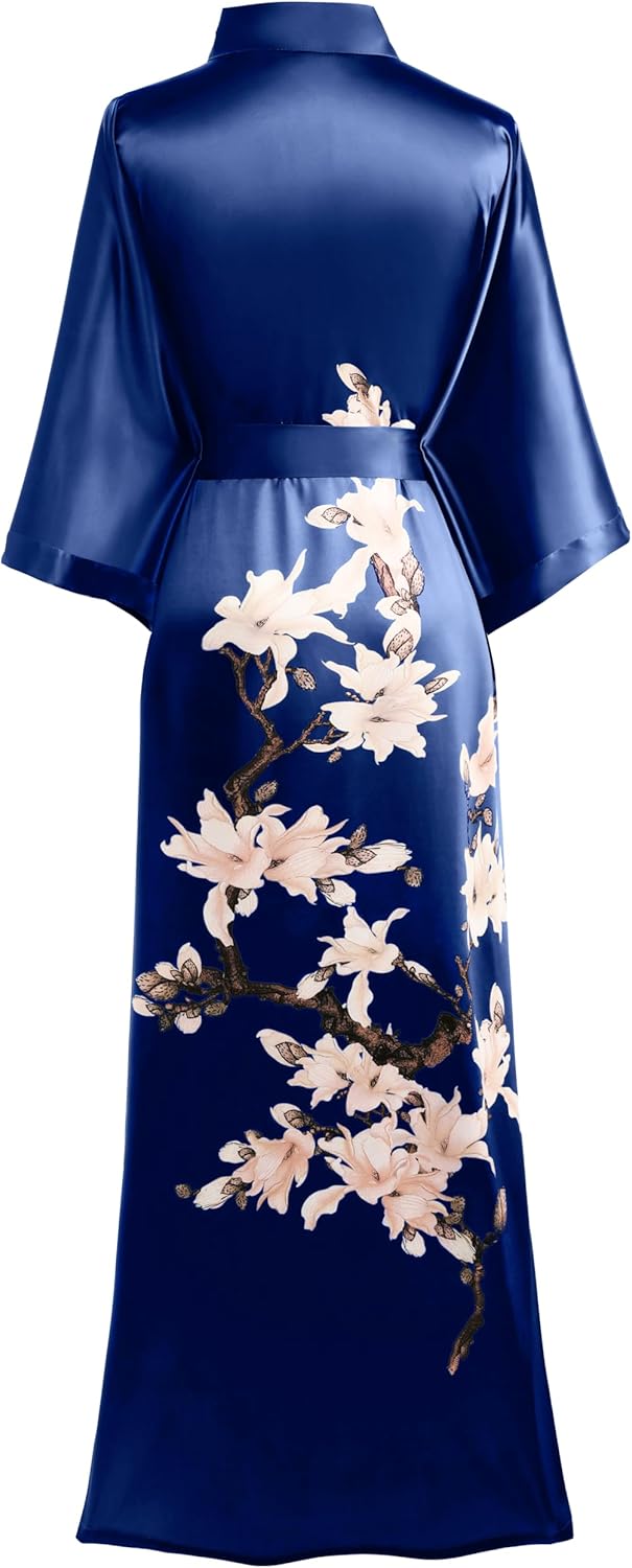 Bachelorette Kimono Robe Silky Floral Satin