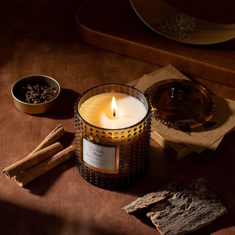 Luxury Sahara Amber Candle - 75hr Soy Blend in Glass Jar