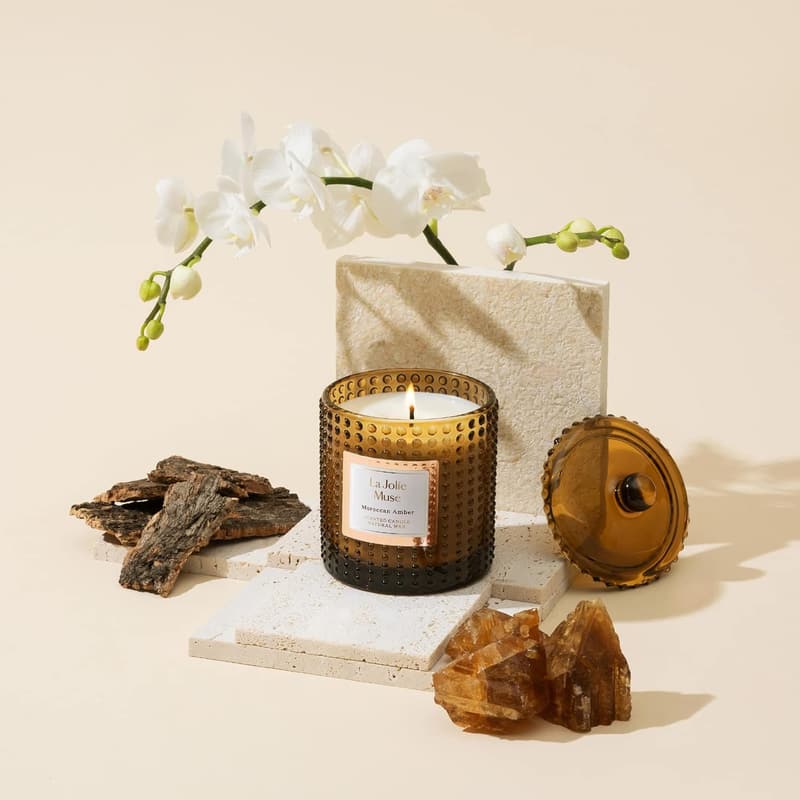 Luxury Sahara Amber Candle - 75hr Soy Blend in Glass Jar