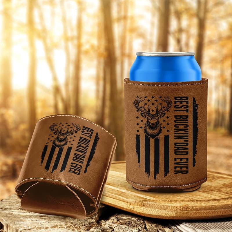 Father's Day Leather Beer Cooler for Hunting Dads