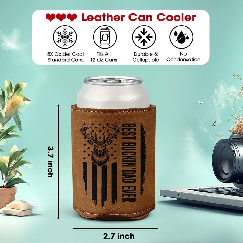 Father's Day Leather Beer Cooler for Hunting Dads