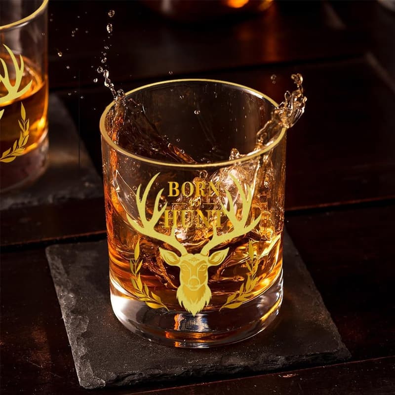 Father's Day Deer Whiskey Glass for Hunters (300ml)
