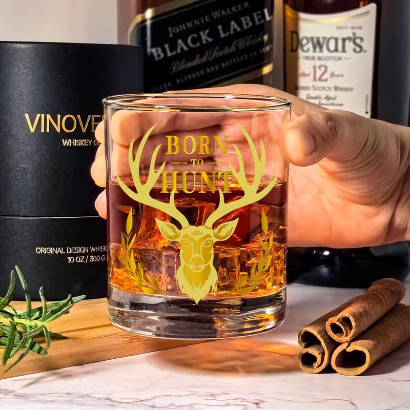 Father's Day Deer Whiskey Glass for Hunters (300ml)