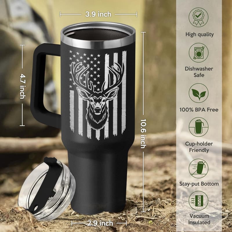 Father's Day Hunting Tumbler for Men, 40oz Stainless Steel