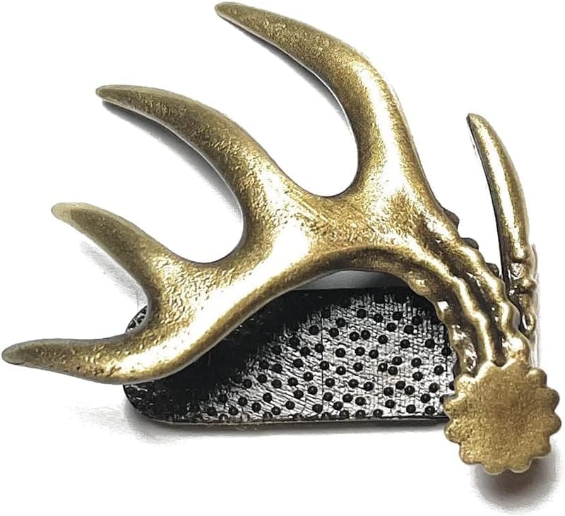 Hunting Hat Clip, Brass Buck Antler Design