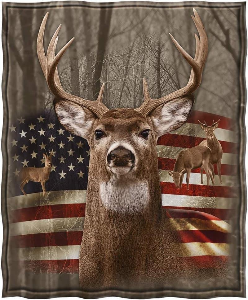 Independence Day Deer Blanket, USA Flag for Men