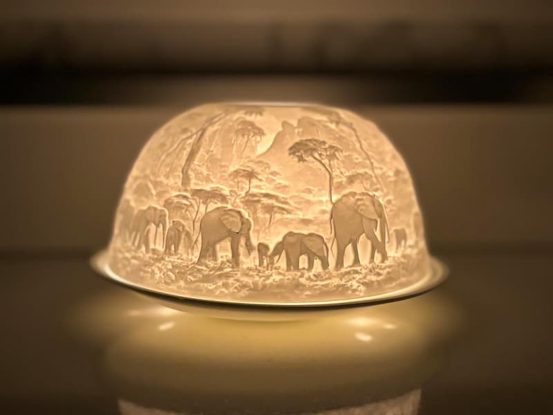 Mother's Day Porcelain Tealight Holder with 3D Elephant Design