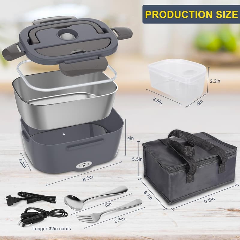 Portable Electric Lunch Box Heater with Stainless Steel Container