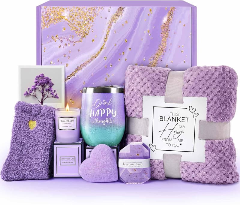 Mother's Day Spa Gift Basket with Lavender Blanket
