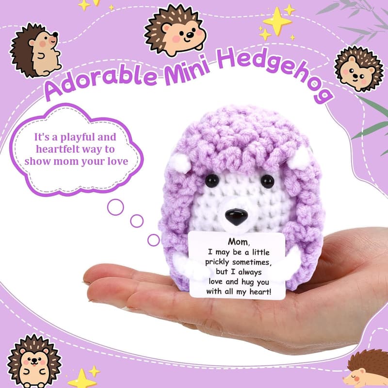 Funny Crochet Hedgehog Gift for Mom
