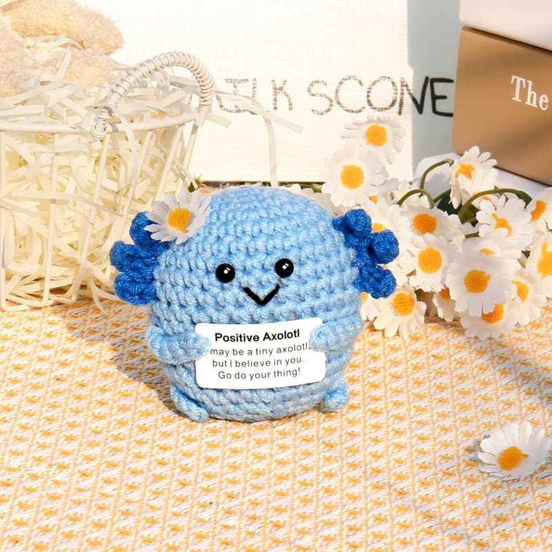 Birthday Gift Axolotl Crochet Doll - Handmade Blue