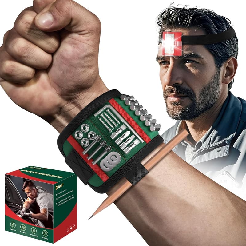 Father's Day Magnetic Wristband Tool Holder with Light