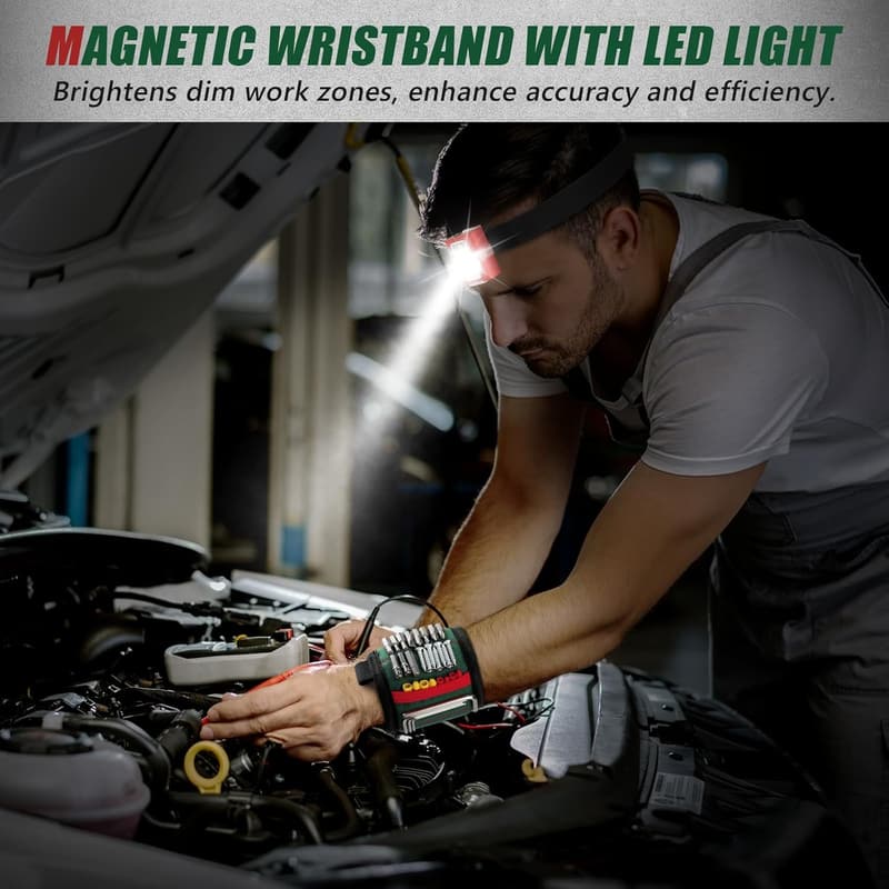 Father's Day Magnetic Wristband Tool Holder with Light