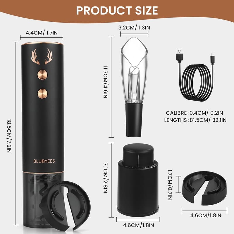 Rechargeable Wine Opener Set with Aerator & Stopper