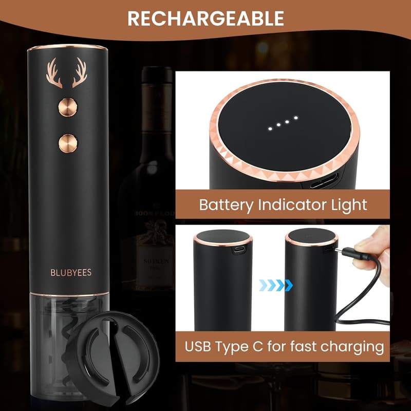Rechargeable Wine Opener Set with Aerator & Stopper
