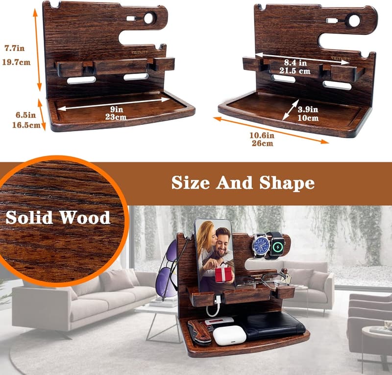 Men's Wood Nightstand Organizer - Dark Brown